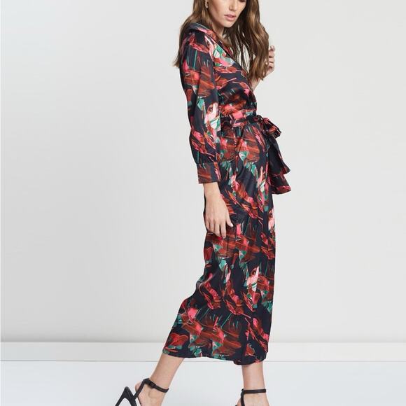 NWT ASOS Lost Ink wide leg jumpsuit with tie waist in abstract floral print XXS - Picture 9 of 16